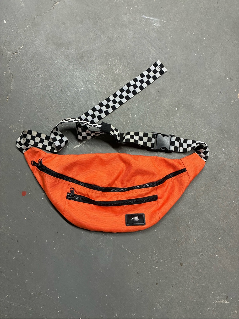 Orange Vans Ward Cross Body Pack Fanny Pack Checkered Buckle Strap Double Pocket